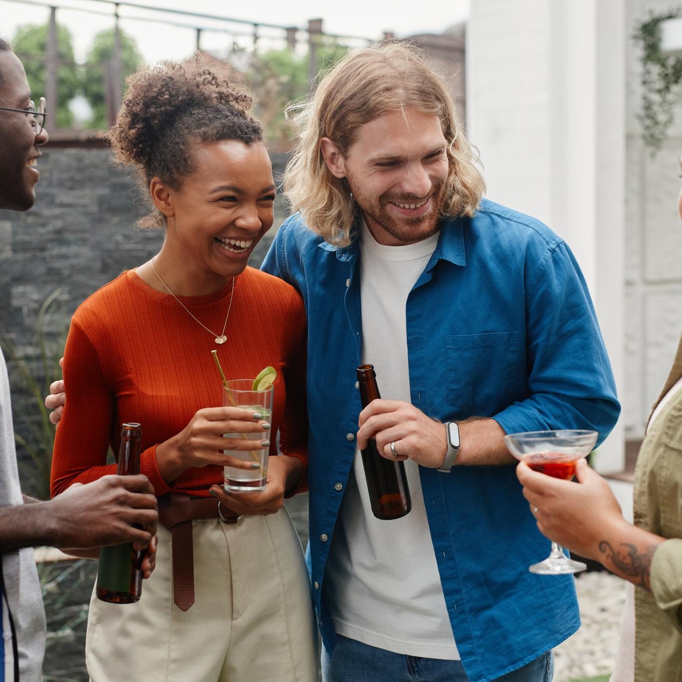 a group of people talking